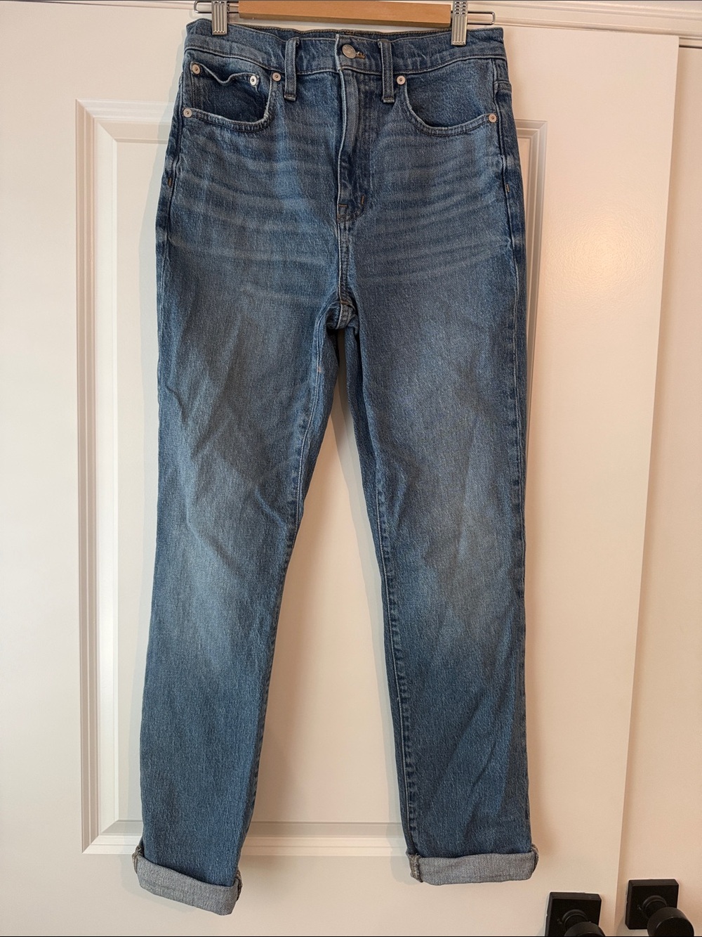 Madewell High-Rise Slim Boyfriend Boy Jeans in Medium Blue Wash 26 Tall 26T